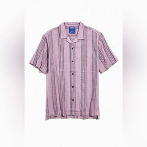 Without Walls Men’s Patio Stripe Button Down Woven Shirt Purple Size M